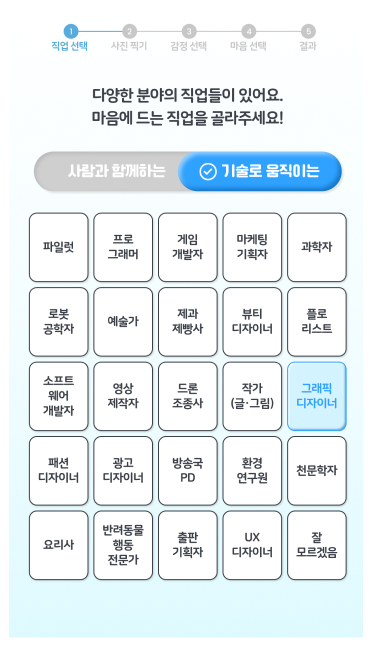 마음에 드는 직업 선택